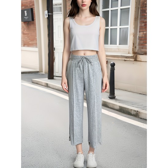 Apricot Sports Casual Pants For Women Summer  New High-waisted Loose Drape Wide-leg Quick-drying Paratrooper Overalls