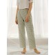 1pc Women'S All-Season Casual Polyester Lounge Pants with Lace Detail - Solid Color Woven Sports Pants for Home Comfort