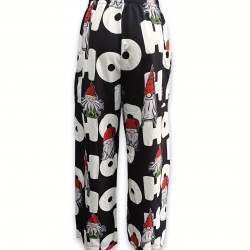 Whimsical Charm, Chic Christmas-Themed Wide-Leg Pants for Women - Cute Polyester, Machine Washable with Pockets, Perfect for Spring/Summer/Fall