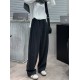 Women'S Casual Polyester Wide Leg Joggers, Loose Fit Knit Fabric Sweatpants, Solid Color, Long Length, with Shearling Lining, Elastic Waist with Drawstring, for Fall/Winter - Weekend Casual Style