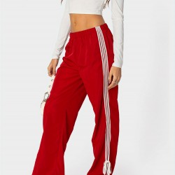 Women's Vintage-Inspired Side Striped Bow Joggers - Comfortable, Elastic Waist with Pockets for Spring & Fall