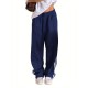 Women's Striped Drawstring Sweatpants - Casual Elastic Waist, Straight Leg with Pockets, Machine Washable