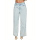 1pc Women'S Casual Cotton Wide Leg Jeans - Solid Color Low Waist Loose Fit with Pockets for Spring/Fall Season