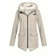 Plus Size Plush Lined Hooded Coat, Casual Long Sleeve Zipper Warm Coat For Winter, Women's Plus Size Clothing