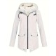 Plus Size Plush Lined Hooded Coat, Casual Long Sleeve Zipper Warm Coat For Winter, Women's Plus Size Clothing