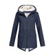 Plus Size Plush Lined Hooded Coat, Casual Long Sleeve Zipper Warm Coat For Winter, Women's Plus Size Clothing