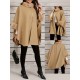 Chic Women's Cloak with Faux Fur Trim - 3/4 Sleeve, Button Closure, V-Neck Outerwear for Casual Wear