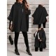 Chic Women's Cloak with Faux Fur Trim - 3/4 Sleeve, Button Closure, V-Neck Outerwear for Casual Wear