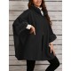 Chic Women's Cloak with Faux Fur Trim - 3/4 Sleeve, Button Closure, V-Neck Outerwear for Casual Wear