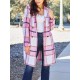 Chic Women's Plaid Long Coat - Double-Breasted, Lapel Collar with Full-Length Sleeves | Warm & Cozy for Fall/Winter | Machine Washable