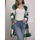 Chic Women's Plaid Long Coat - Double-Breasted, Lapel Collar with Full-Length Sleeves | Warm & Cozy for Fall/Winter | Machine Washable