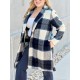 Chic Women's Plaid Long Coat - Double-Breasted, Lapel Collar with Full-Length Sleeves | Warm & Cozy for Fall/Winter | Machine Washable