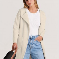 Women's Plus Size Casual Long Cardigan - Open Front, Knit Lightweight Sweater Jacket with Pockets, Machine Washable