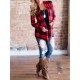 Women Plus Size Plaid Cardigan Coats Casual Long Sleeve Asymmetric Open Front Elbow Patch Lapel Outwear