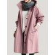 Casual Hooded Trench Coat for Women, Long Sleeve Polyester Blend Jacket with Button Closure, Slight Stretch Solid Color Coat with Pockets for Spring/Fall