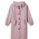 Casual Hooded Trench Coat for Women, Long Sleeve Polyester Blend Jacket with Button Closure, Slight Stretch Solid Color Coat with Pockets for Spring/Fall