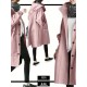 Casual Hooded Trench Coat for Women, Long Sleeve Polyester Blend Jacket with Button Closure, Slight Stretch Solid Color Coat with Pockets for Spring/Fall