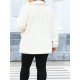 Plus Size Women'S Winter Jacket, Casual Lapel Collar, Cotton Blend, Slight Stretch, Solid Color, Reversible Plush Long Sleeve Cardigan Coat for Outwear Streetwear