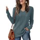 Women's Casual V-Neck Sweater - Solid Color, Ribbed Long Sleeve Knit Pullover, Machine Washable