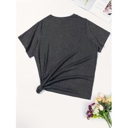 Valentine's Day Special: Casual Short-Sleeve T-Shirt for Couples - Breathable Rayon Blend, Machine Washable, Crew Neck with Geometric Heart Design