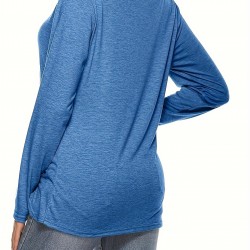 Plus Size Women's Irregular Button-hem Long-sleeved Loose T-shirt