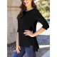 Chic Pink Asymmetrical Hem Tunic - Soft Rayon Blend, 3/4 Sleeve Casual Top with Pockets for Women - Perfect for Spring & Summer