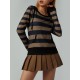 Women's Casual Striped Hoodie with Kangaroo Pocket - Long Sleeve, Round Neck Pullover, Machine Washable - Available in S/M/L/XL/XXL