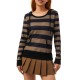 Women's Casual Striped Hoodie with Kangaroo Pocket - Long Sleeve, Round Neck Pullover, Machine Washable - Available in S/M/L/XL/XXL