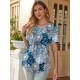 Stylish V-Neck Plus Size T-Shirt - Women Plus Size Clothing, Elegant Button Front, Short Sleeve, Pleated Detail, Perfect for Spring & Summer