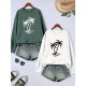 2 Packs Plus Size Coconut Tree Print Sweatshirt, Casual Long Sleeve Crew Neck Pullover Sweatshirt, Women's Plus Size Clothing