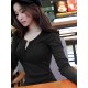 Long Sleeve Women Henley Shirt, Casual Solid Color Ribbed Basic Blouses for Club Streetwear Aesthetic Clothes