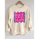 Plus Size Cozy Back & Body Hurts Print Pullover Sweatshirt - Soft, Casual, Long Sleeve Crew Neck Design for Fall & Spring - Women's Comfortable Plus Size Clothing for Everyday Wear