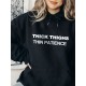 Plus Size Basic Sweatshirt, Women's Plus Letter Print Long Sleeve Slight Stretch Drawstring Hoodie With Kangaroo Pocket