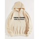 Plus Size Basic Sweatshirt, Women's Plus Letter Print Long Sleeve Slight Stretch Drawstring Hoodie With Kangaroo Pocket