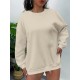 Plus Size Simple Solid Crew Neck Pullover Sweatshirt, Women's Casual Long Sleeve Clothing