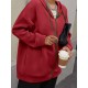 Plus Size Solid Color Zip Front Hoodie, Simple Casual Drawstring Long Sleeve Hooded Sweatshirt, Women's Plus Size Clothing