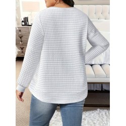 [Customer Favorite] Elegant Plus Size Solid Color Sweatshirt for Women - Crew Neck, Long Sleeve, Stretch Fabric, Machine Washable - Perfect for Fall/Winter