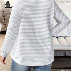 [Customer Favorite] Elegant Plus Size Solid Color Sweatshirt for Women - Crew Neck, Long Sleeve, Stretch Fabric, Machine Washable - Perfect for Fall/Winter