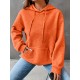 Plus Size Solid Color Waffle Long Sleeve Hooded Sweatshirt, Casual Drawstring Kangaroo Pocket Hoodie, Women's Clothing