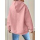 Plus Size Solid Color Waffle Long Sleeve Hooded Sweatshirt, Casual Drawstring Kangaroo Pocket Hoodie, Women's Clothing