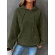 Plus Size Solid Color Waffle Long Sleeve Hooded Sweatshirt, Casual Drawstring Kangaroo Pocket Hoodie, Women's Clothing