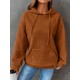 Plus Size Solid Color Waffle Long Sleeve Hooded Sweatshirt, Casual Drawstring Kangaroo Pocket Hoodie, Women's Clothing