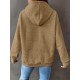 Plus Size Solid Color Waffle Long Sleeve Hooded Sweatshirt, Casual Drawstring Kangaroo Pocket Hoodie, Women's Clothing