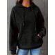 Plus Size Solid Color Waffle Long Sleeve Hooded Sweatshirt, Casual Drawstring Kangaroo Pocket Hoodie, Women's Clothing