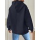 Plus Size Solid Color Waffle Long Sleeve Hooded Sweatshirt, Casual Drawstring Kangaroo Pocket Hoodie, Women's Clothing