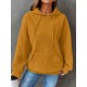 Plus Size Solid Color Waffle Long Sleeve Hooded Sweatshirt, Casual Drawstring Kangaroo Pocket Hoodie, Women's Clothing