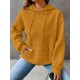 Plus Size Solid Color Waffle Long Sleeve Hooded Sweatshirt, Casual Drawstring Kangaroo Pocket Hoodie, Women's Clothing