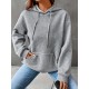 Plus Size Solid Color Waffle Long Sleeve Hooded Sweatshirt, Casual Drawstring Kangaroo Pocket Hoodie, Women's Clothing