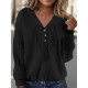 Plus Size Cozy Sweatshirt - Ultra-Comfortable Long Sleeve Henley Hooded Design with Premium Solid Jacquard Fabric - Designed for Womens Plus Sizes