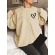 Plus Size Heart Print Pullover Sweatshirt, Casual Long Sleeve Crew Neck Sweatshirt For Fall & Spring, Women's Plus Size Clothing